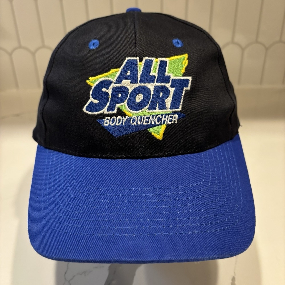 Vintage All Sport Body Quencher SnapBack Hat Two Tone Dad Cap Drink Promo 90s